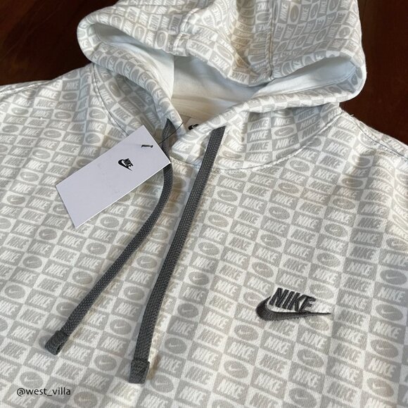 Nike Sportswear Club Fleece Monogram Pullover Hoodie Men's XL Summit White Gray - Picture 5 of 7